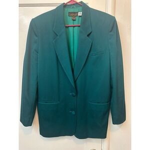 Classiques Entier Vintage Teal Green 100% Wool Blazer Jacket Made in Japan Sz M